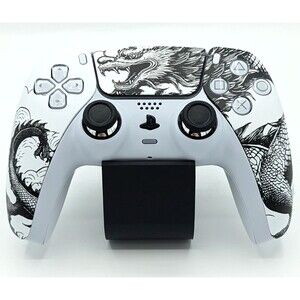 Custom White & Black Dragon PS5 DualSense Controller w/ TMR Joysticks